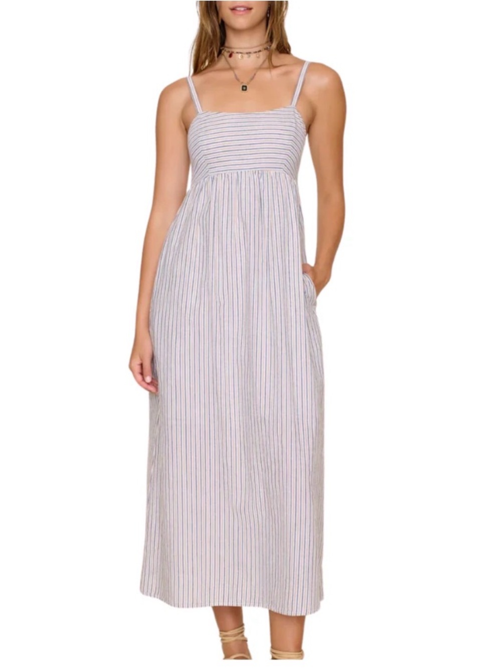 XIRENA Flavia Striped Mocha Maxi Sundress with Spaghetti Straps